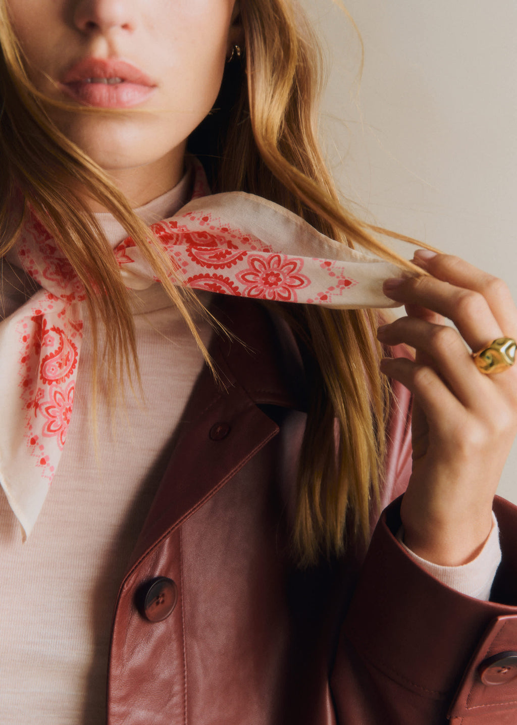 Foulard Gaston - Imprimé Bandana Écru Rose