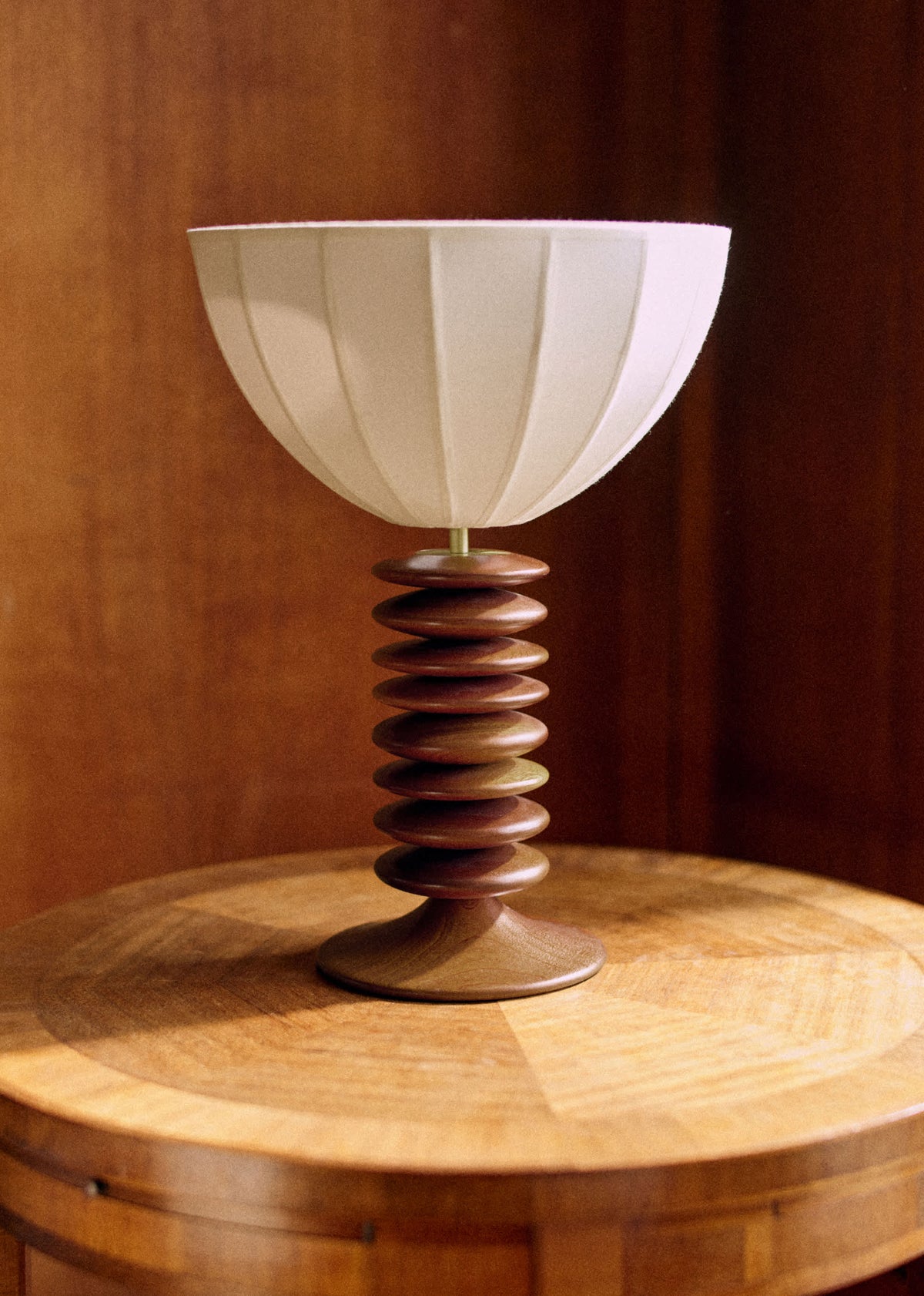 Lampe Tango - Acajou - Abat-jour Tango - Coton écru