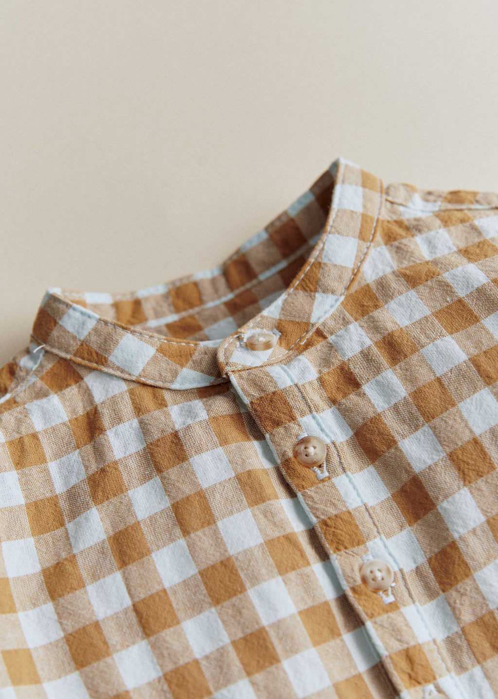 Chemise Sacha - Vichy Gaufré Bleu Caramel
