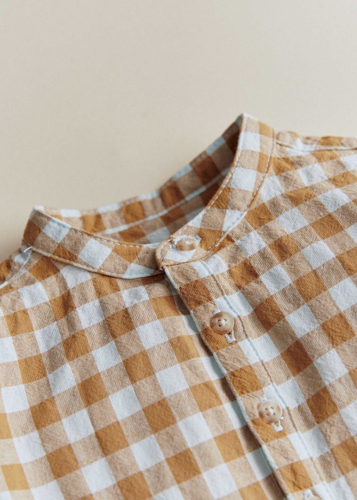 Chemise Sacha - Vichy Gaufré Bleu Caramel