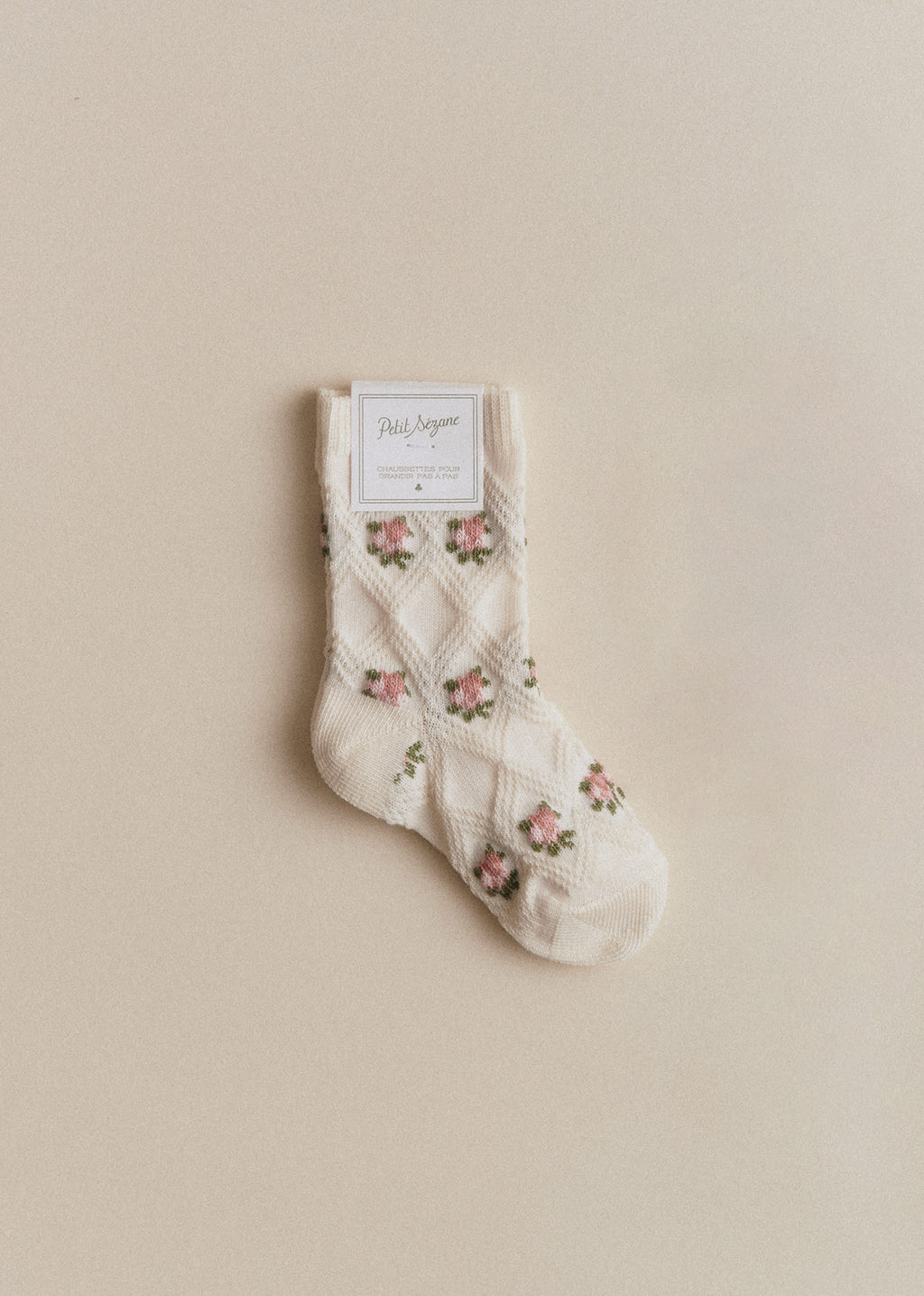 Chaussettes Julia - Écru fleurs