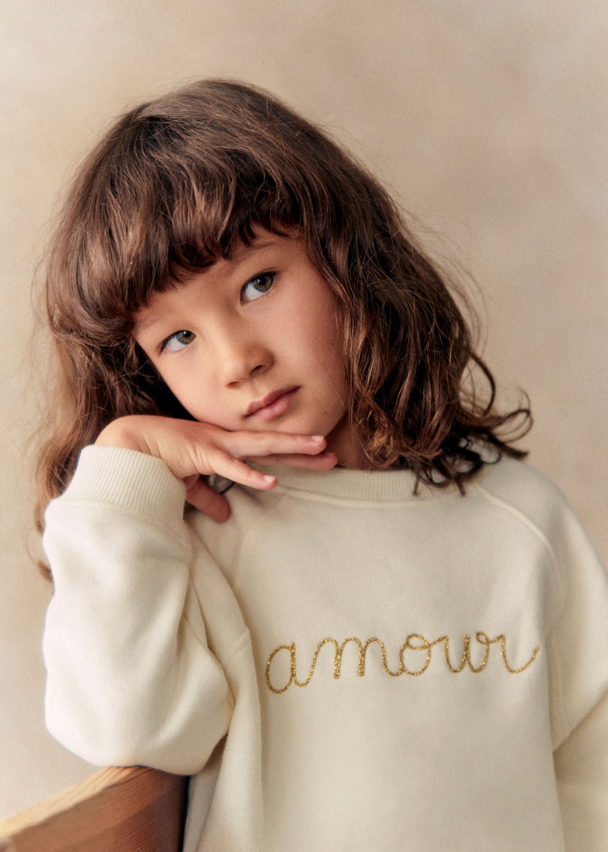 Sweat-Shirt Tommy Amour - Ecru/Doré