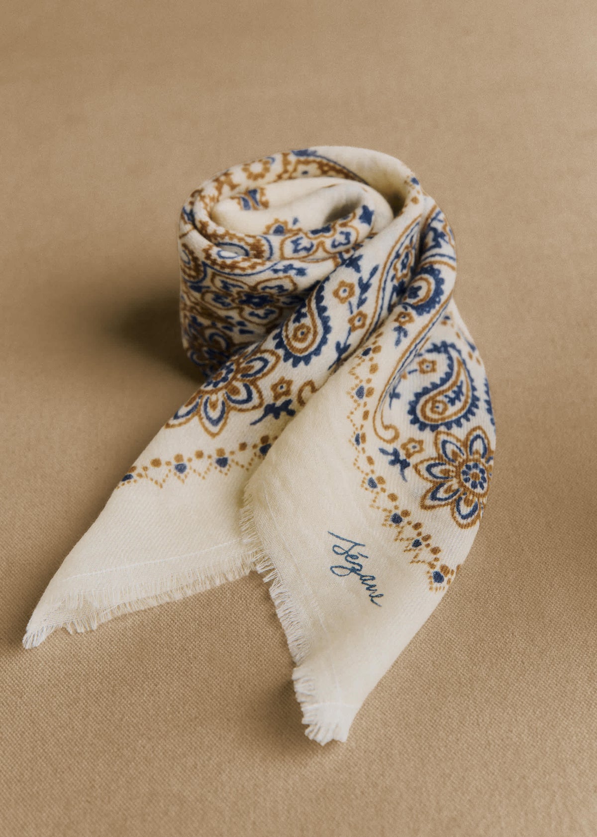 Foulard Maryse - Imprimé Bandana Écru Kaki