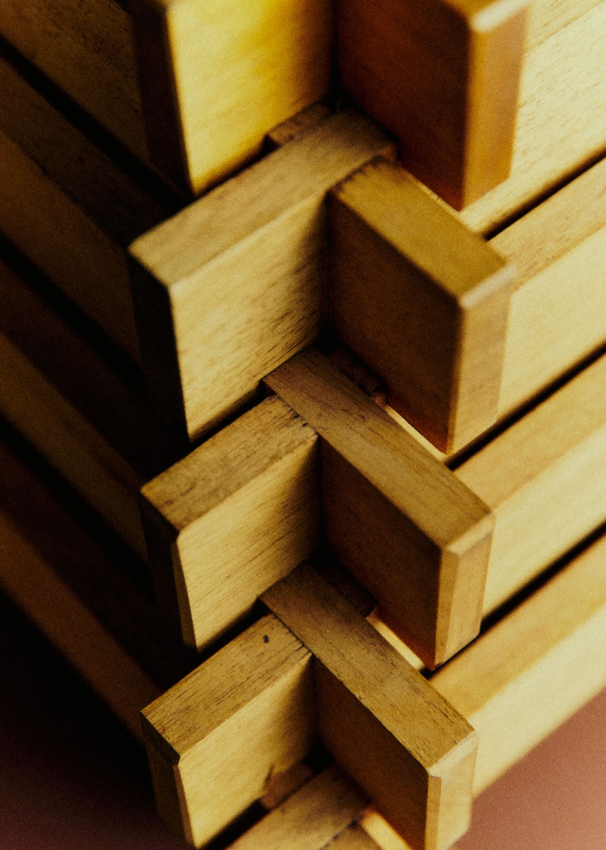Lampe cubique vintage en bois - Bois
