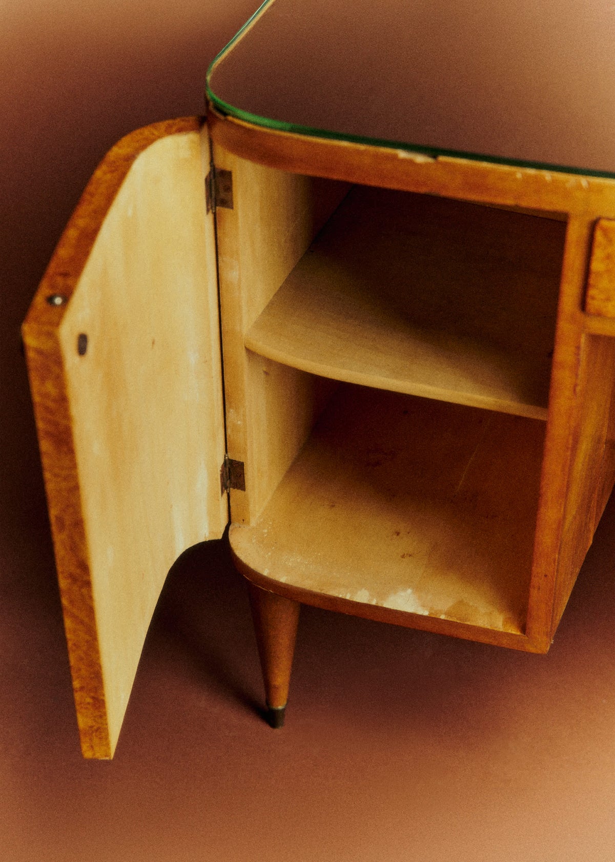 Coiffeuse vintage en loupe d'orme - Loupe d'orme