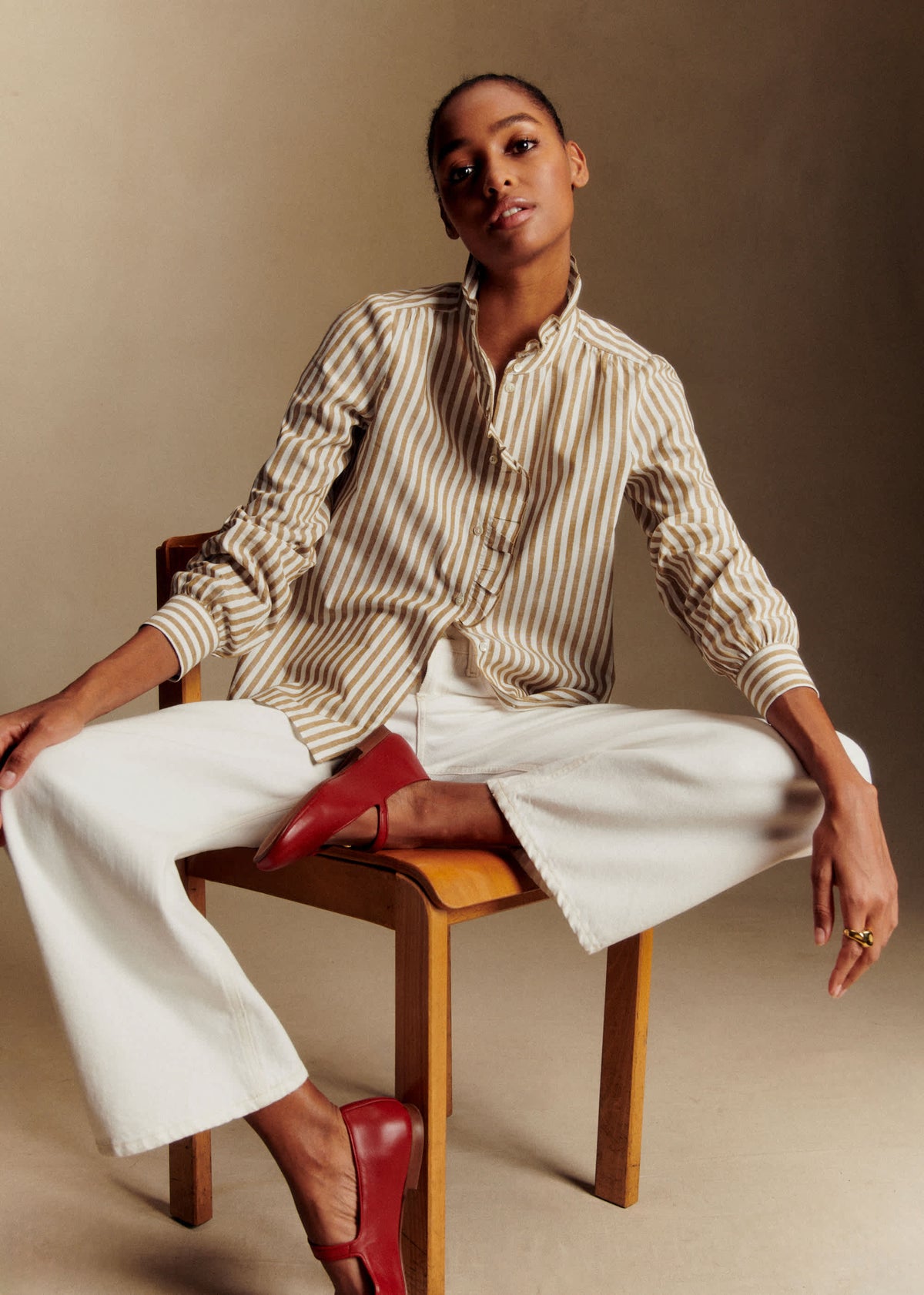 Chemise Chlo - Rayures Ecru Camel