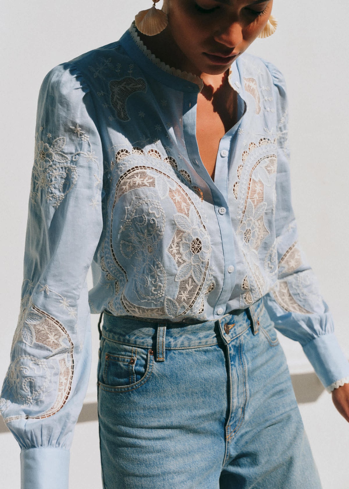 Chemise Caetana - Dentelle Écru Fond Ciel