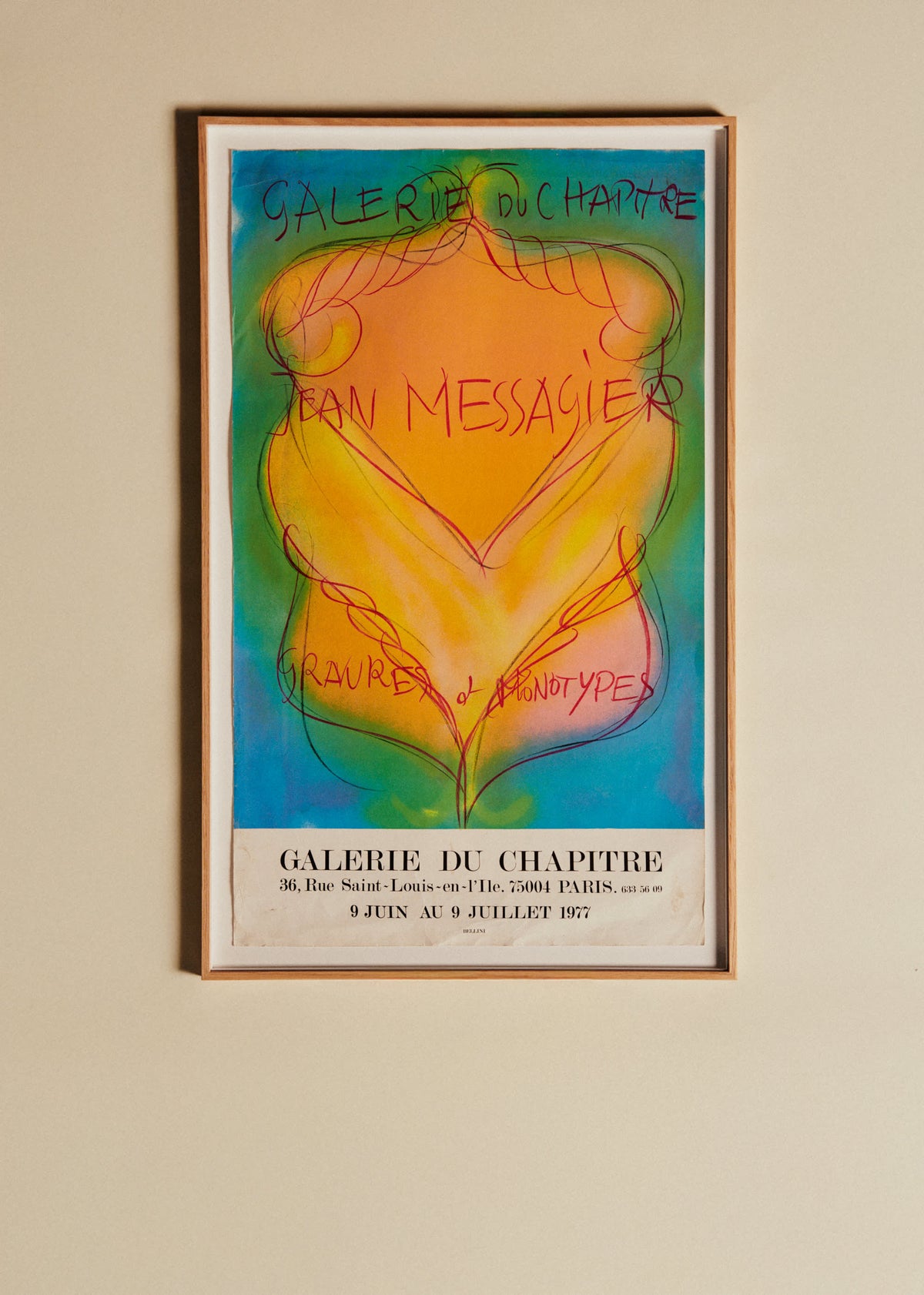 Affiche Galerie du Chapitre, Jean Messagier, 1977 - 59,5 x 95,5 cm