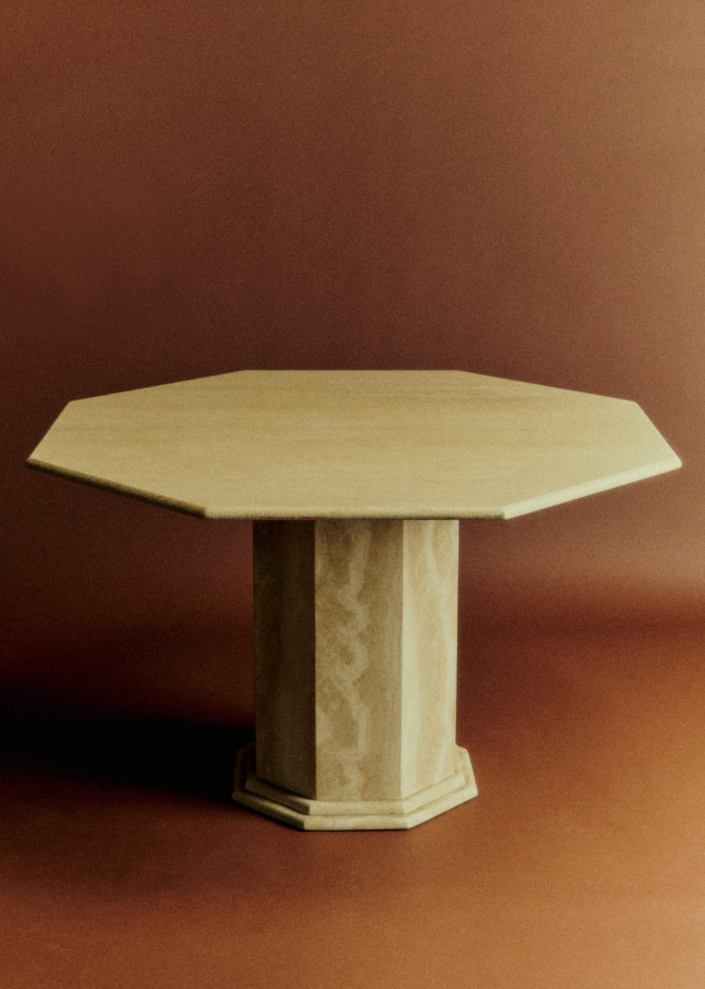 Table à manger en travertin octogonale italienne années 70 - Travertin