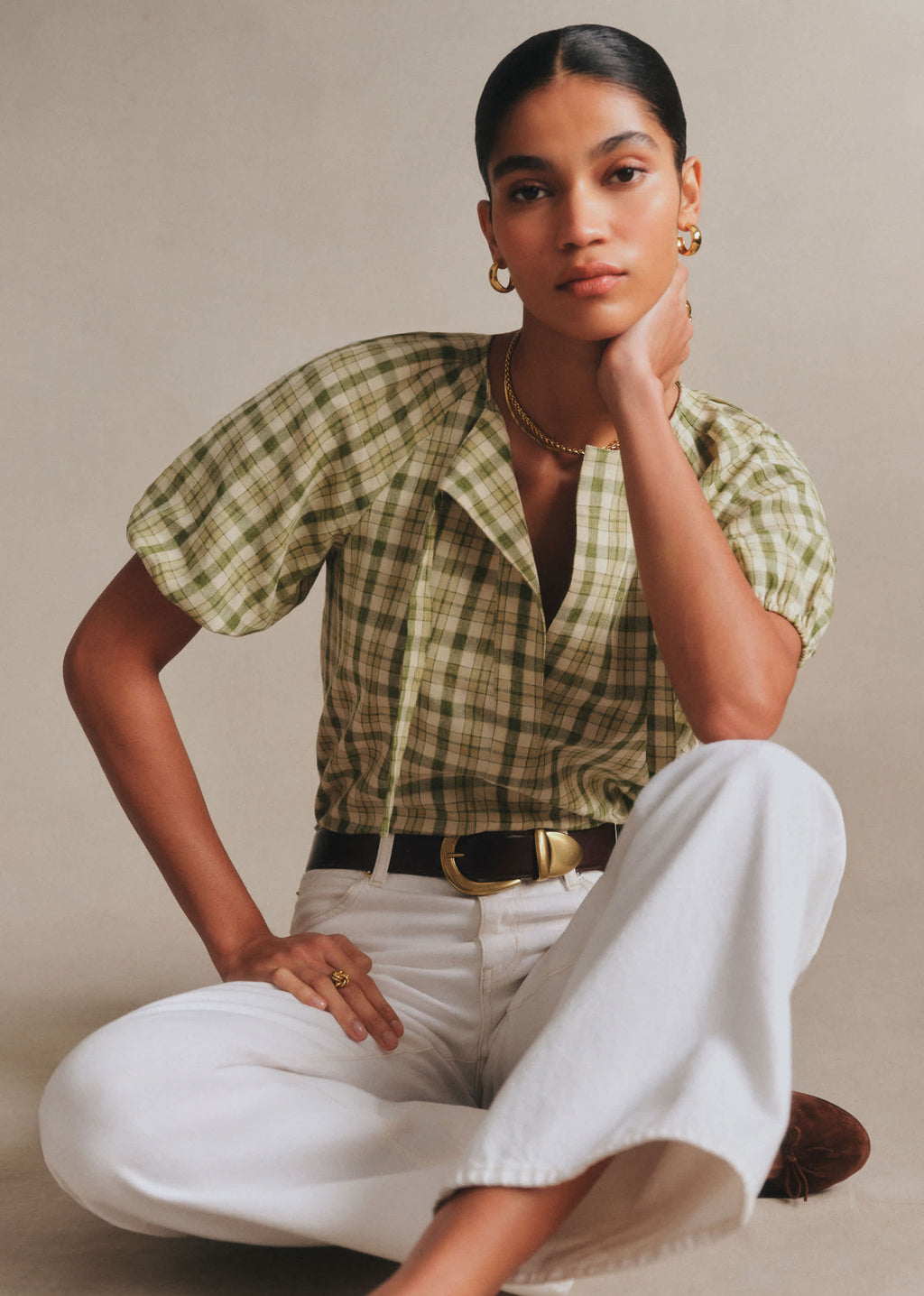 Blouse Florica - Carreaux Vert