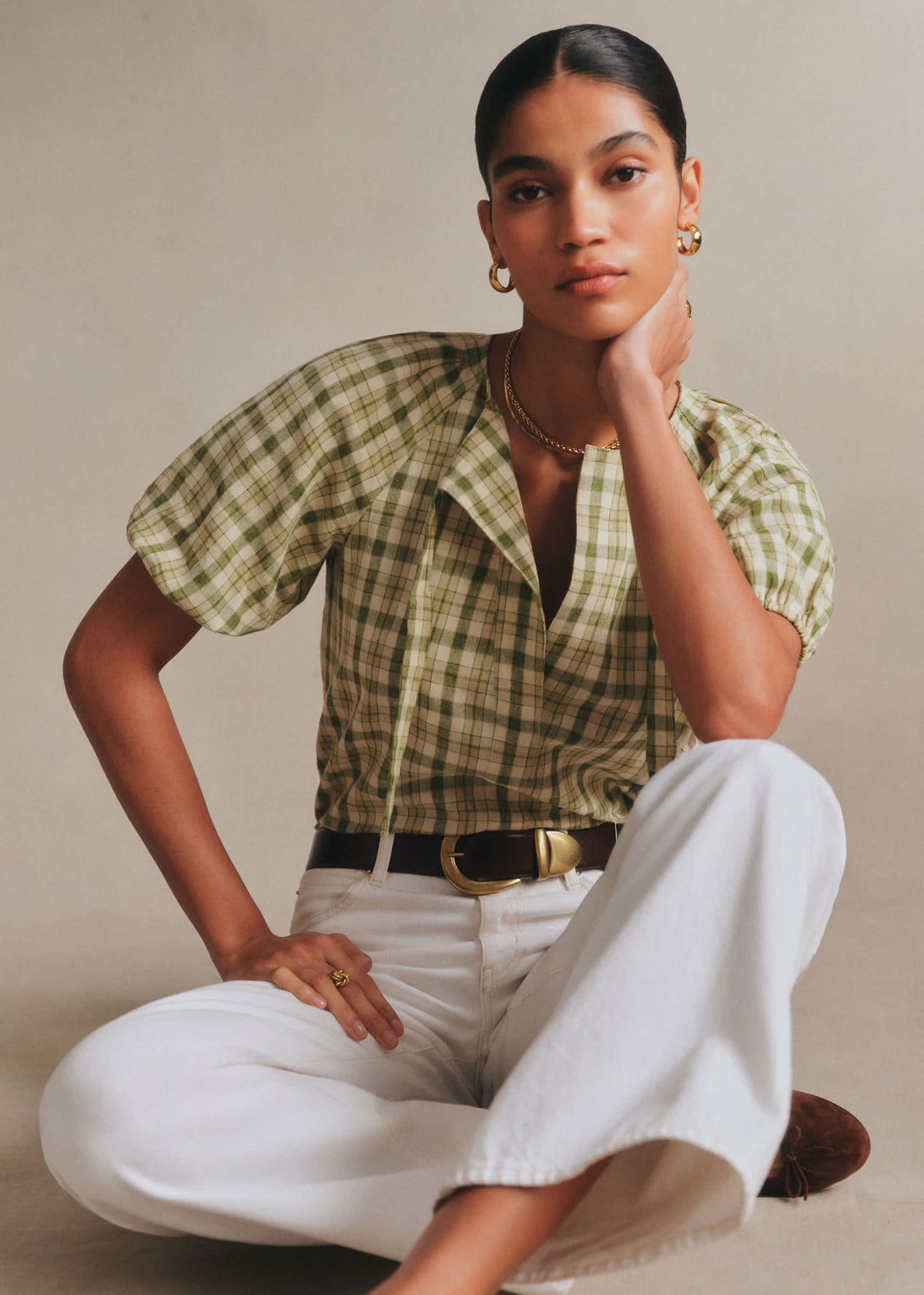 Blouse Florica - Carreaux Vert