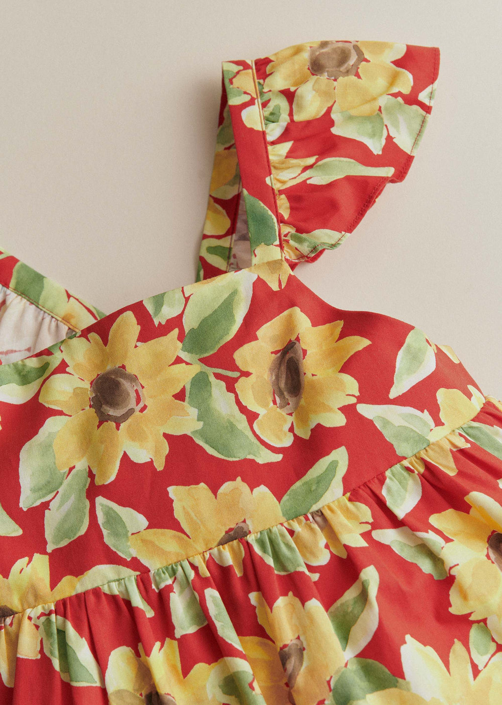 Robe Martha - Imprimé Tournesols Rouge