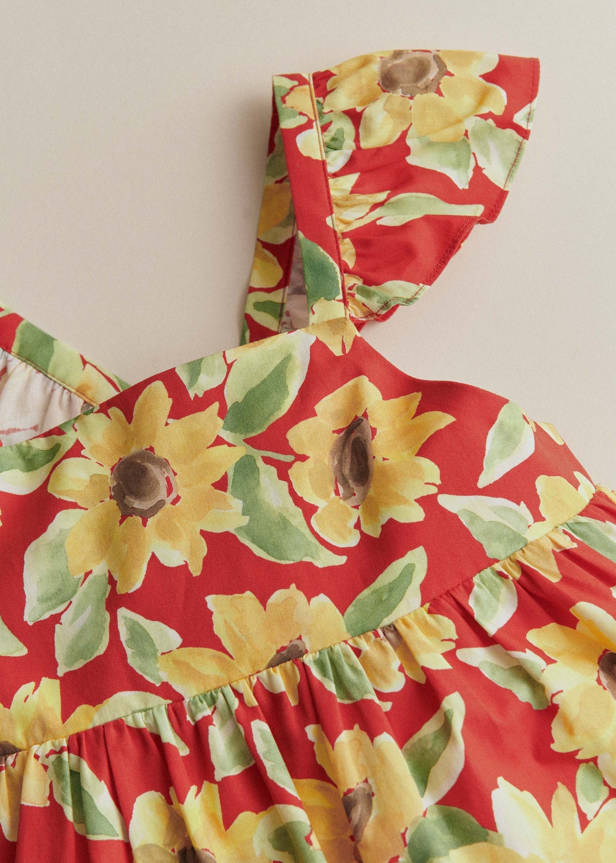 Robe Martha - Imprimé Tournesols Rouge