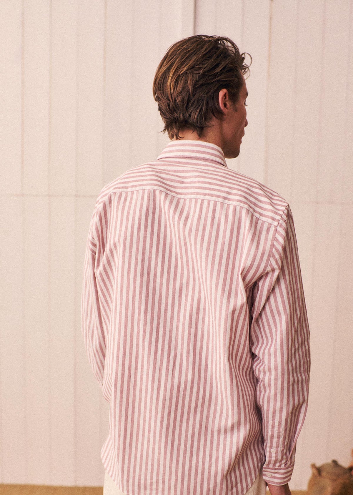 Chemise Charlie Coton Lin - Rayures Rose Ancien / Blanc