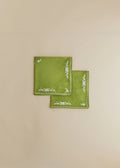 Set de 2 serviettes - Brodées Primavera - Vert Olive et Ecru