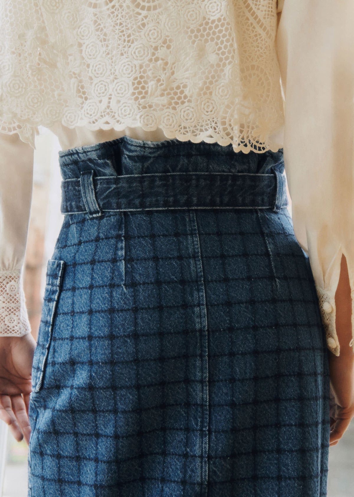 Jupe Pylla - Sézane x SEA NY - Broderie Marine Fond Denim