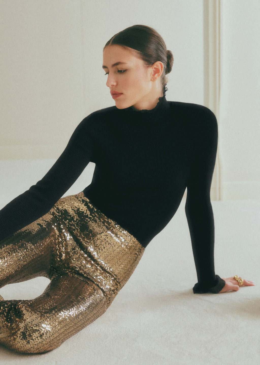 Pantalon AZIM - Sequins Chevron Doré