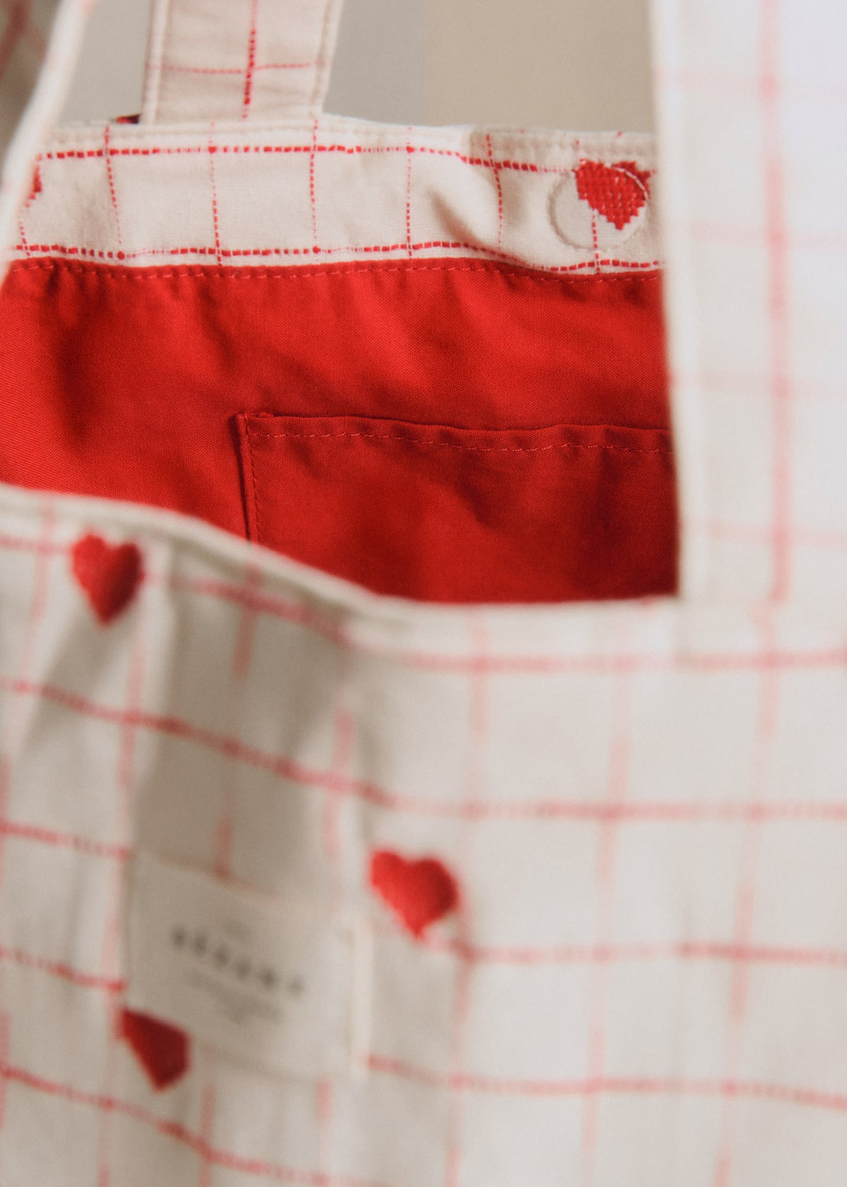 Cabas - Broderie Coeurs Rouges