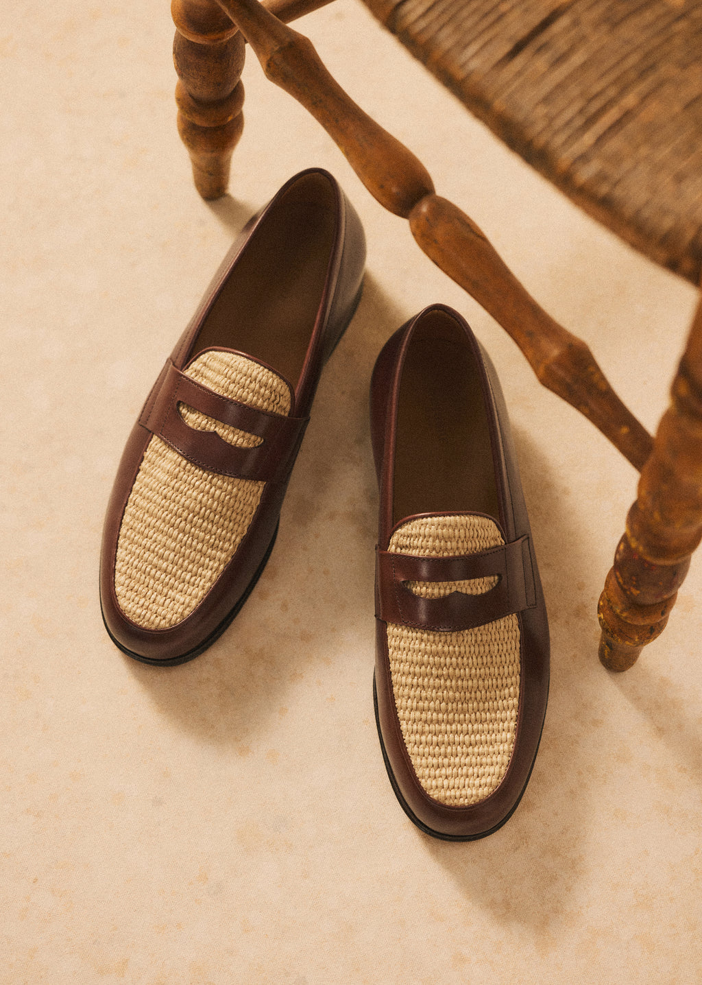 Mocassins Elvis - Chocolat / Raphia