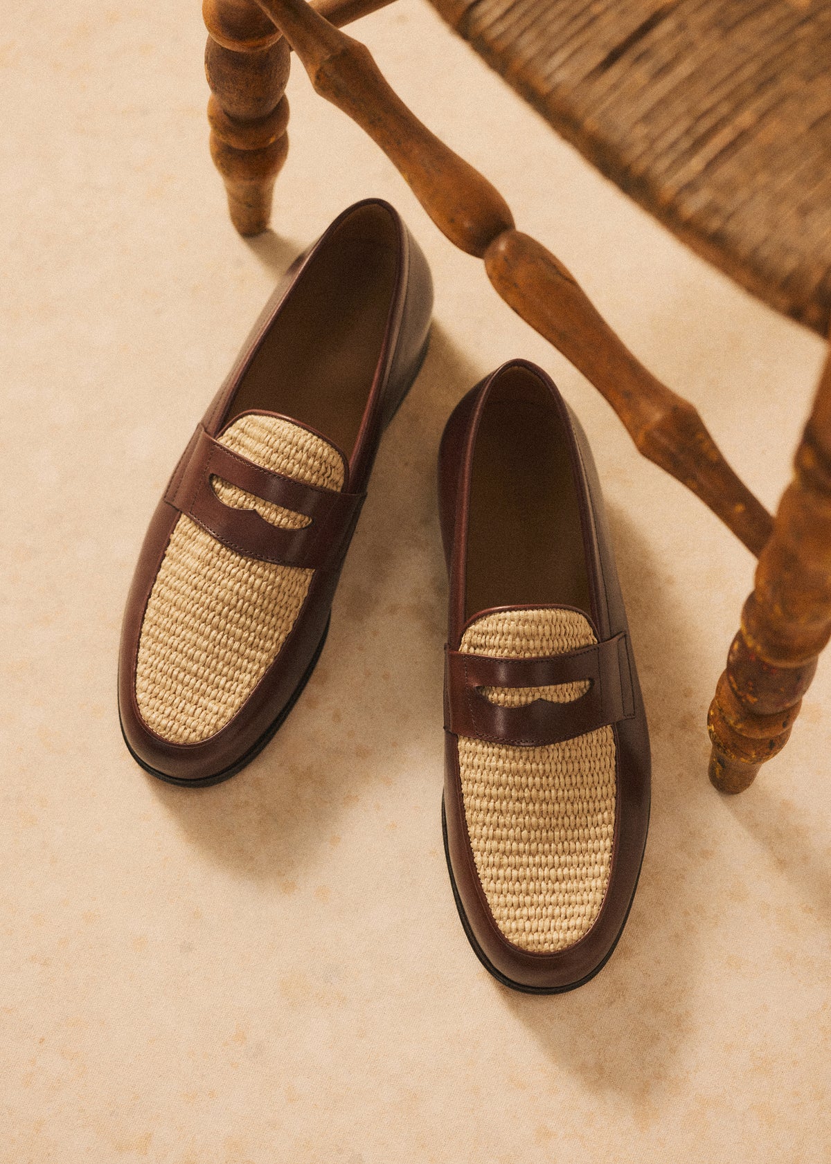 Mocassins Elvis - Chocolat / Raphia