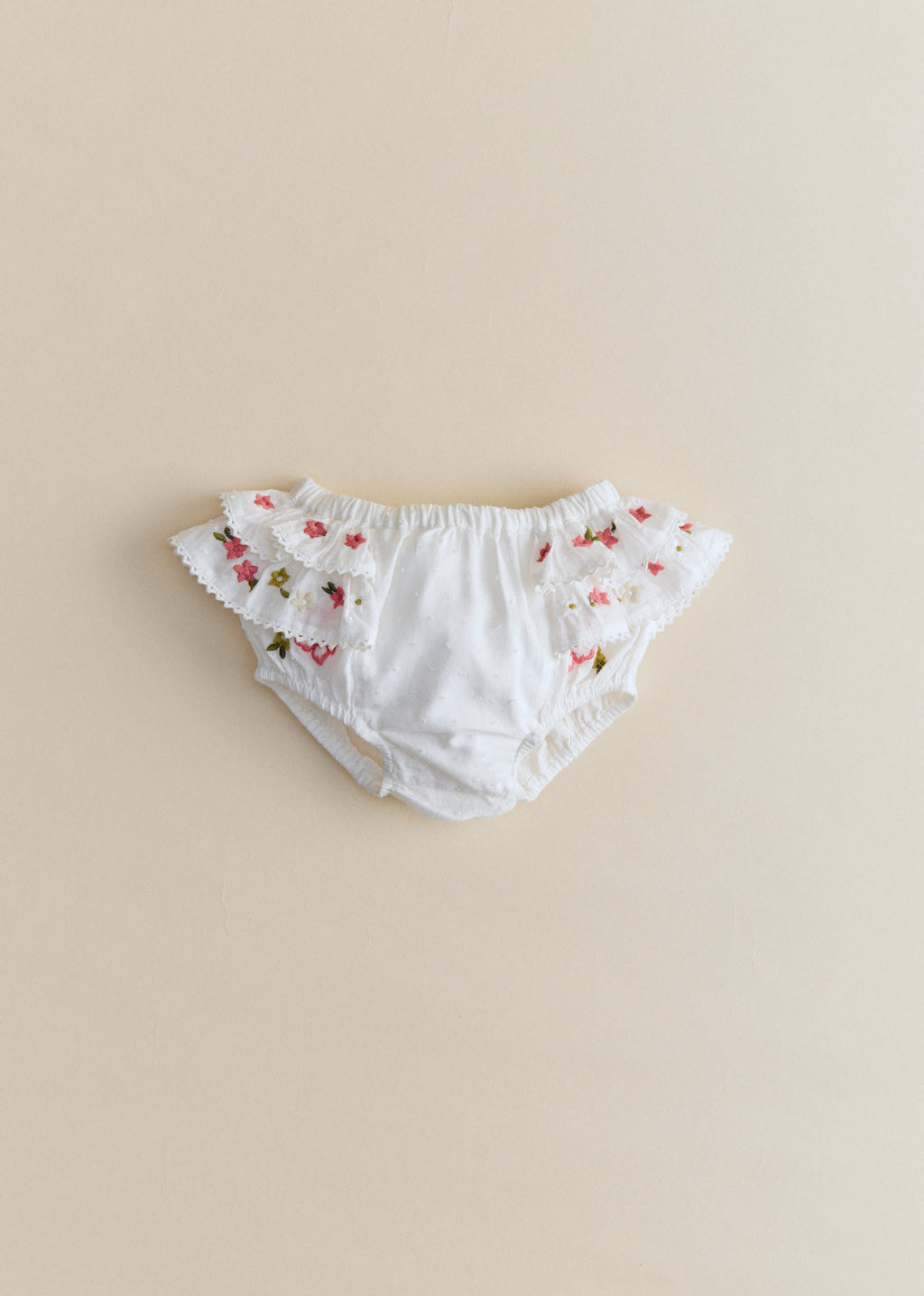 Bloomer Clélia - Broderie Contrastée Tricolore Fond Ecru