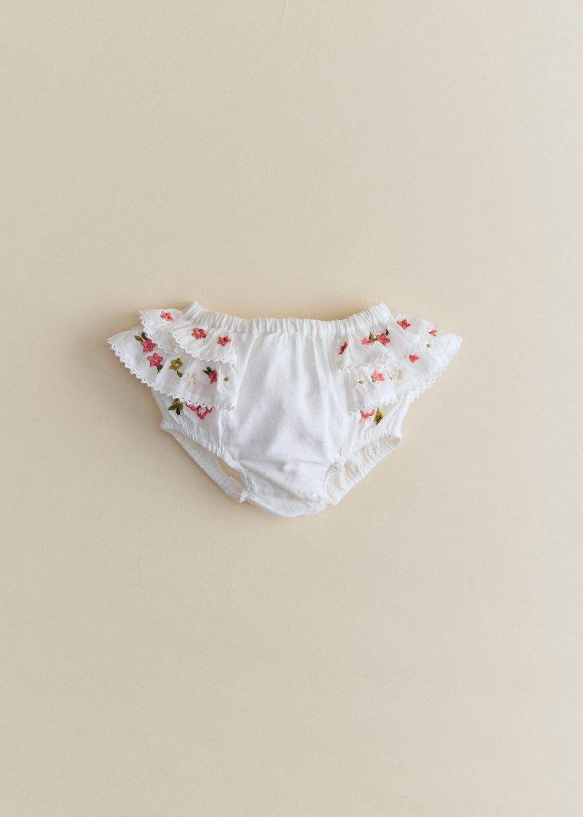 Bloomer Clélia - Broderie Contrastée Tricolore Fond Ecru