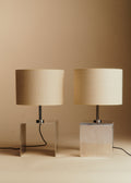 Paire de lampes à poser cubique vintage chromé - Chrome