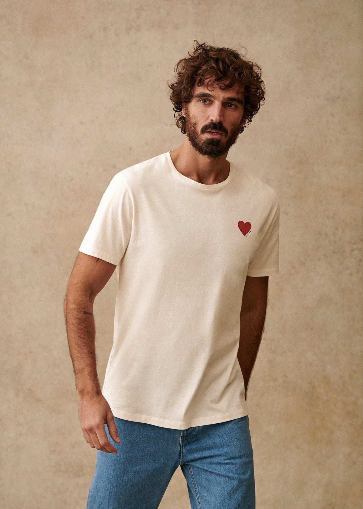 T-Shirt Coeur Chamade - Ecru / Rouge