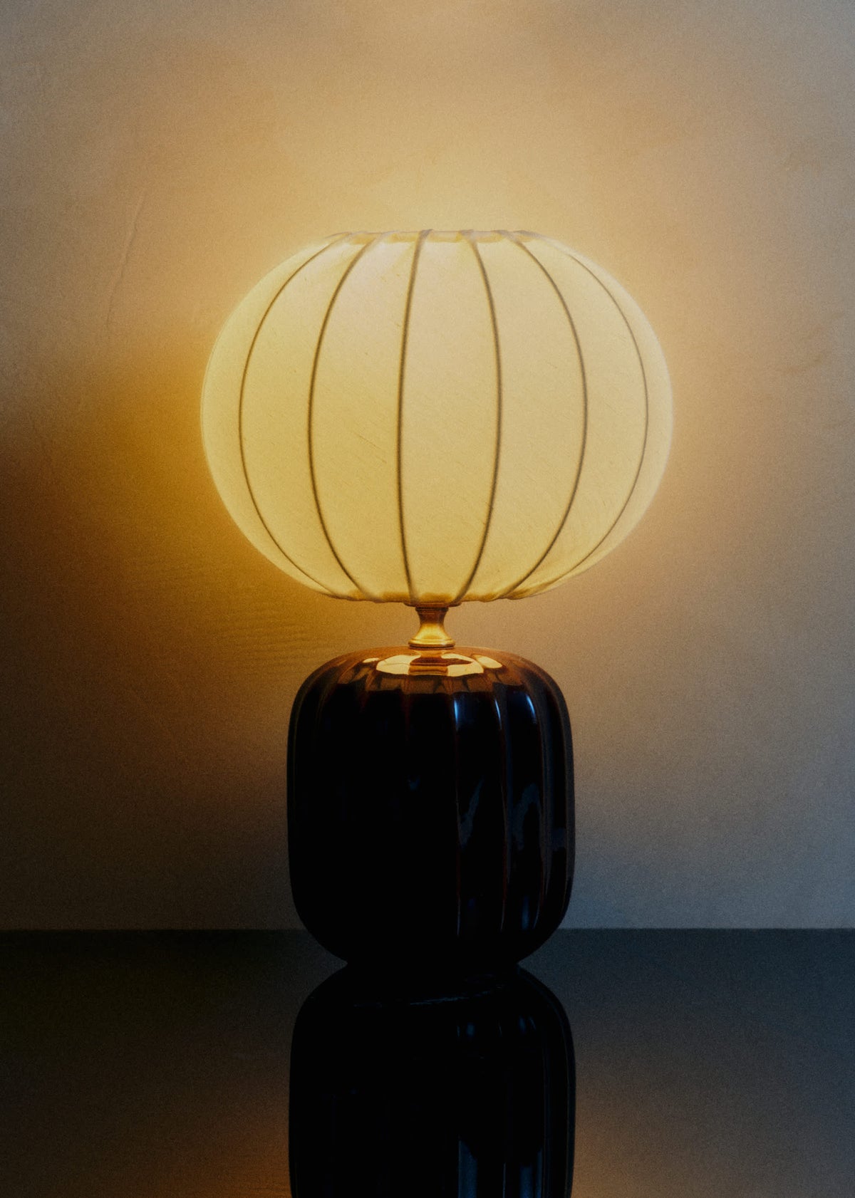 Lampe Traviata petit modèle - Moka - Abat-jour Sonate - Écru