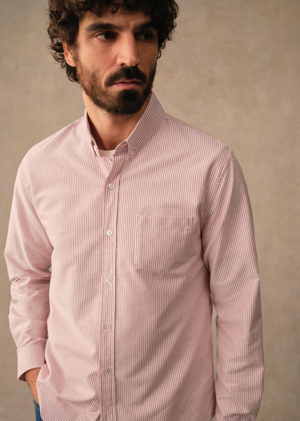 Chemise Charlie Oxford - Rayures Rouge / Blanc