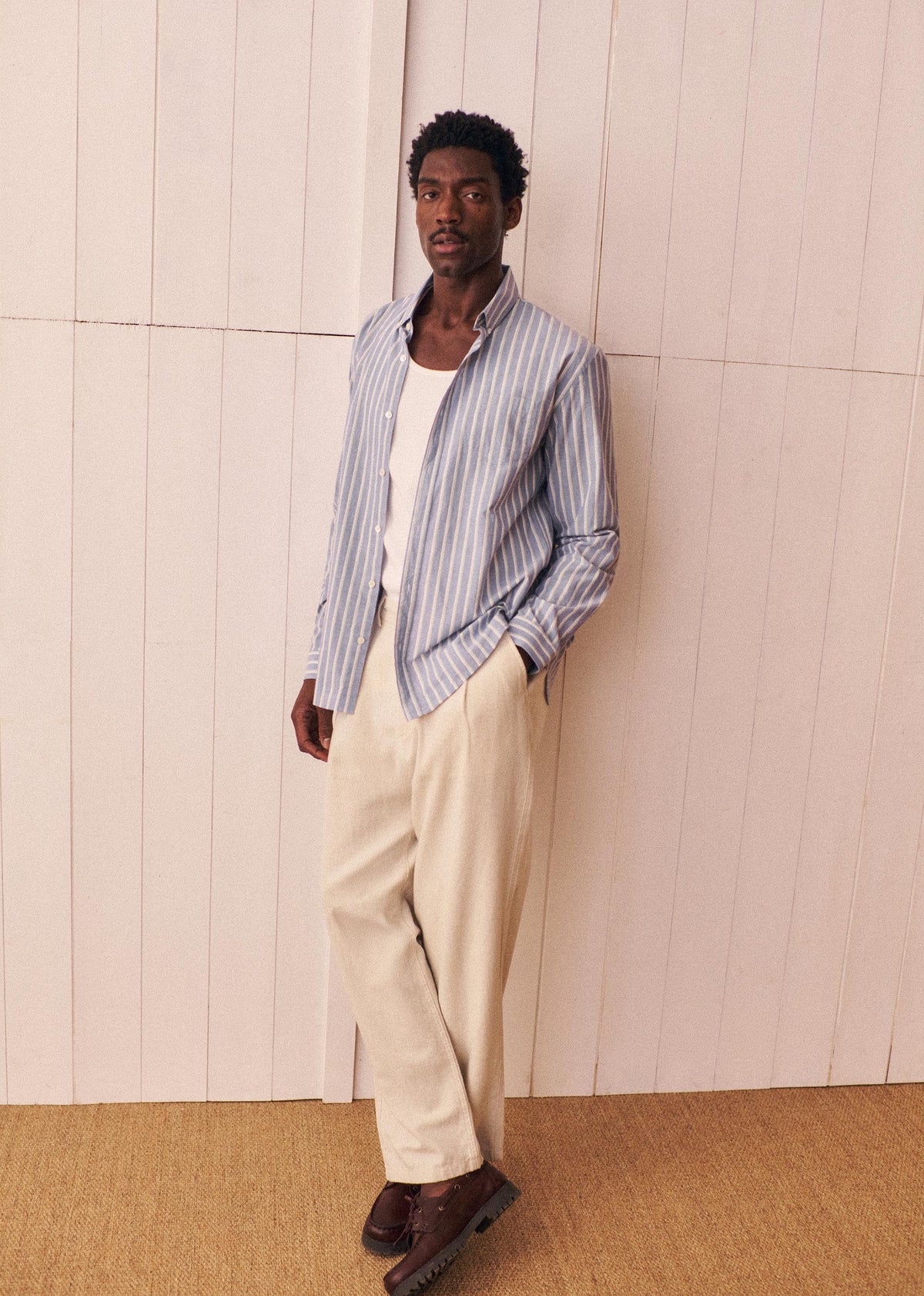 Chemise Charlie - Bleu Rayures Vert / Blanc