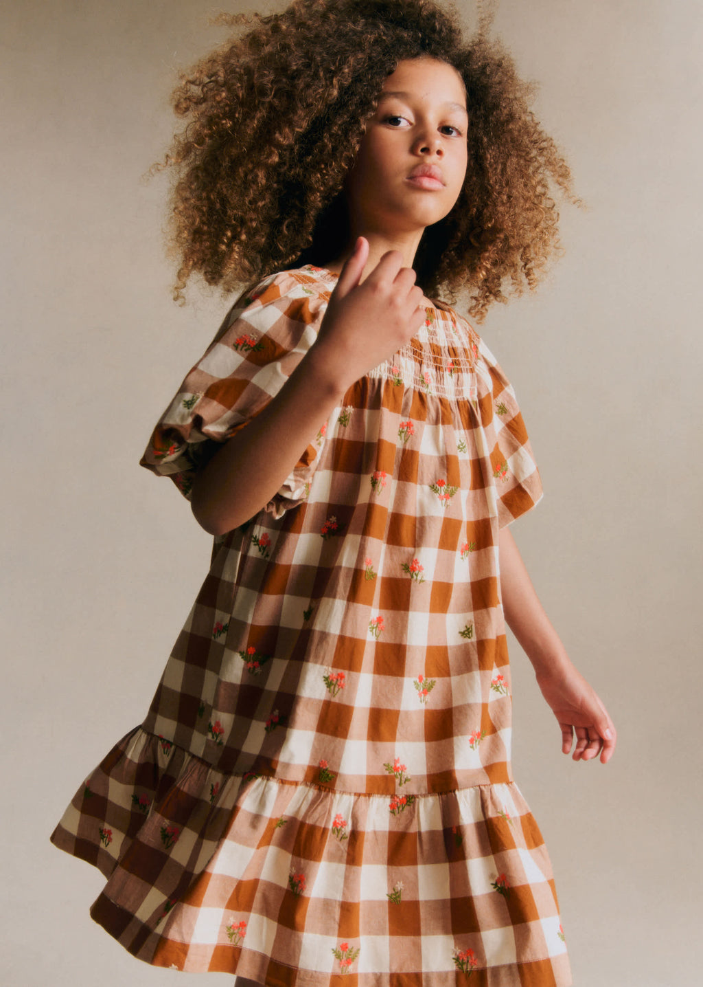 Robe Lucinda - Maxi Vichy Caramel / Ecru