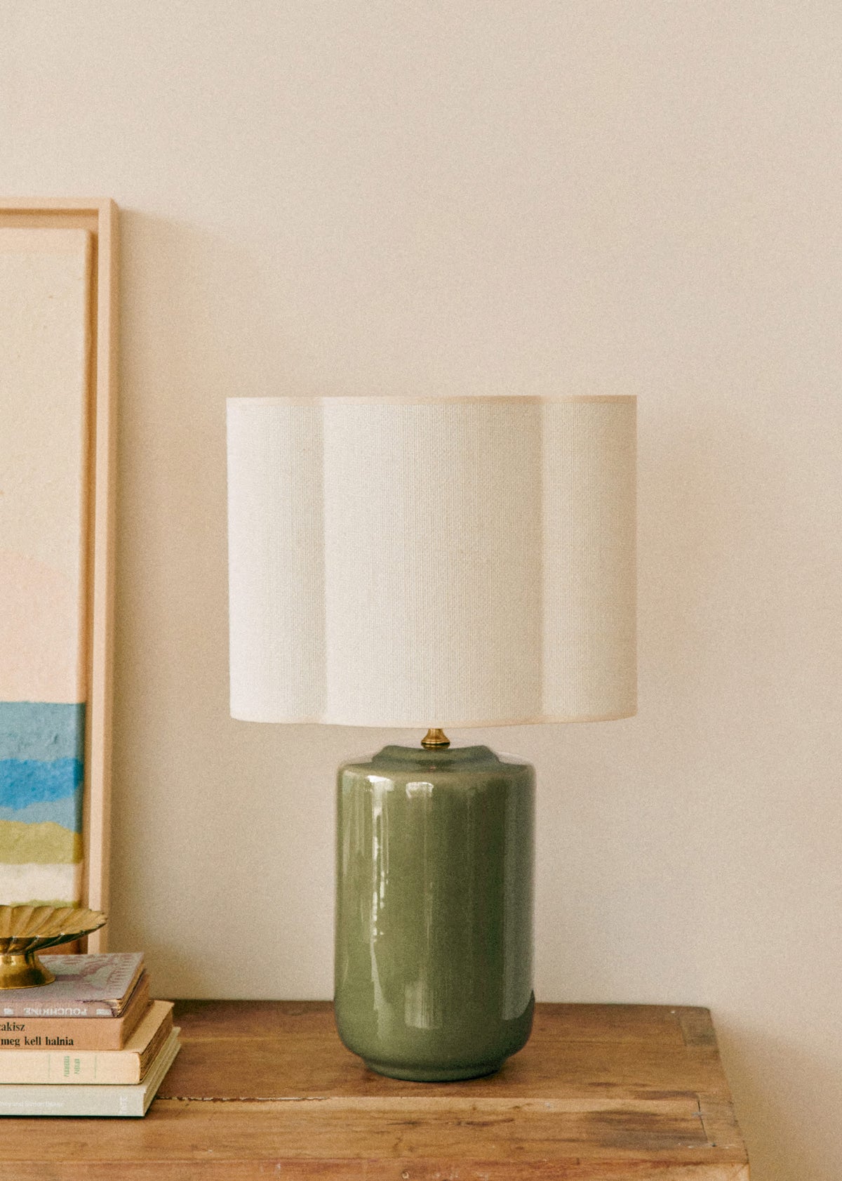 Lampe Mezzo - Sauge - Abat-jour Boléro - Jute Écru