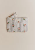 Pochette plate - Rayures Broderie Fleurs