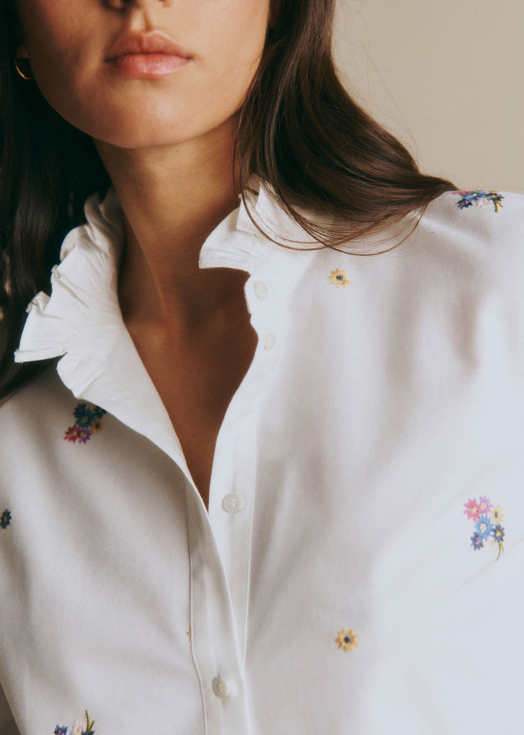 Chemise Erine - Broderie Contrastée Multico Fond Ecru