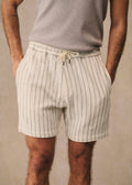 Short Priam Texturé - Écru Rayures Bleues