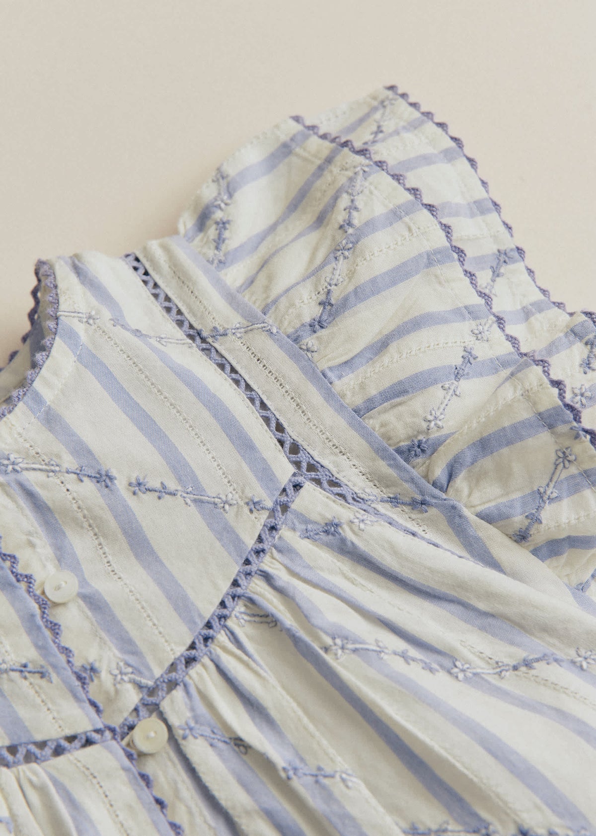 Chemise Tallulah - Rayures Lavande Broderie