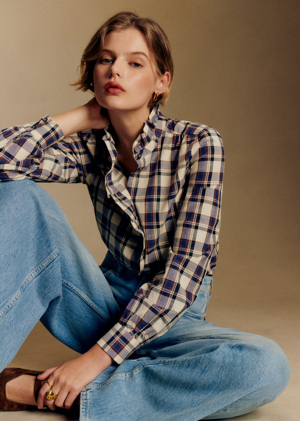 Chemise Chlo - Carreaux Marine et Ecru