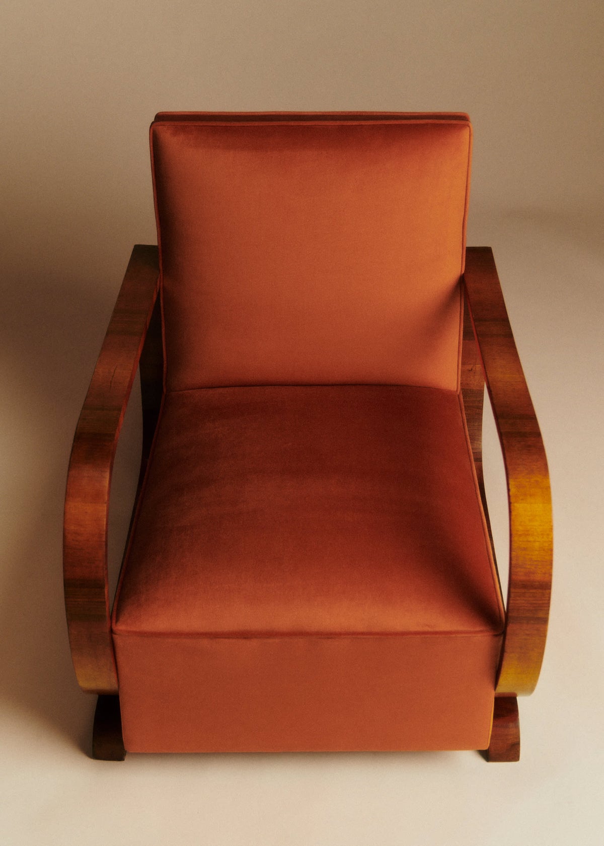 Fauteuil art déco vintage en alcanta - Orange
