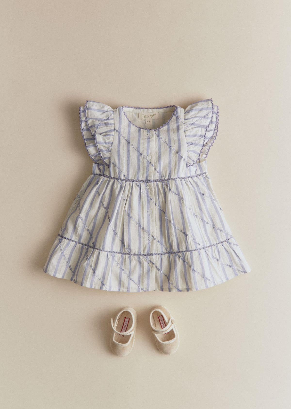 Robe Natalia - Rayures Lavande Broderie