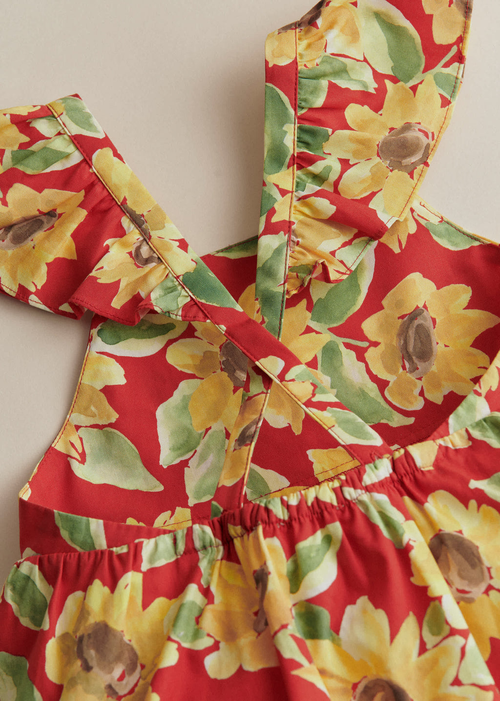 Robe Martha - Imprimé Tournesols Rouge