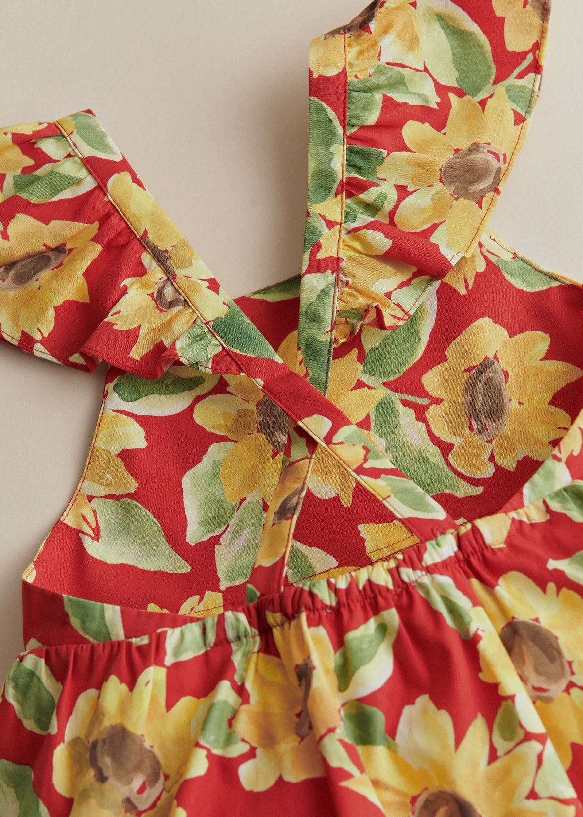 Robe Martha - Imprimé Tournesols Rouge