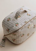 Maxi trousse de toilette - Rayures Broderie Fleurs