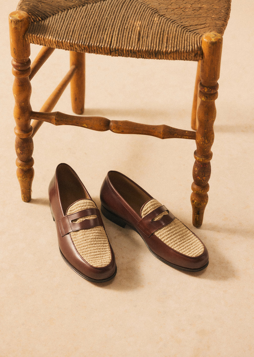 Mocassins Elvis - Chocolat / Raphia