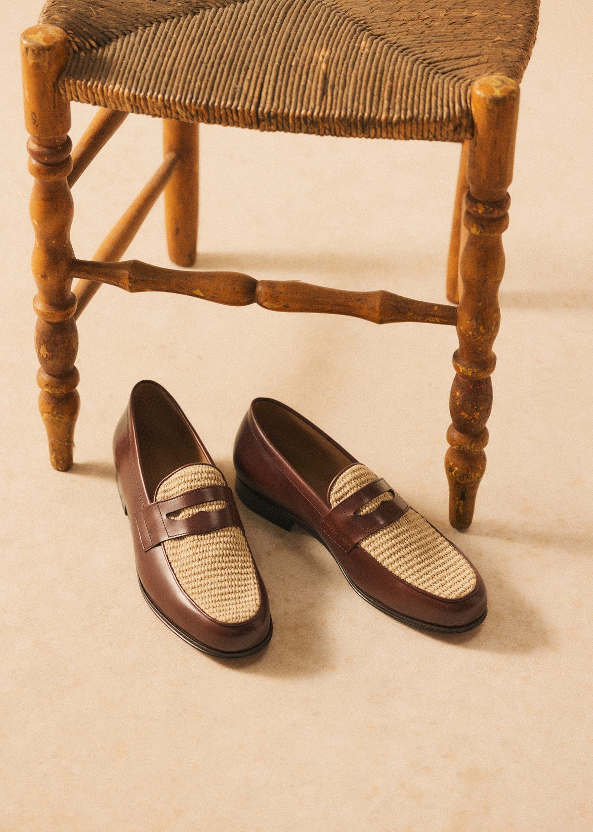 Mocassins Elvis - Chocolat / Raphia