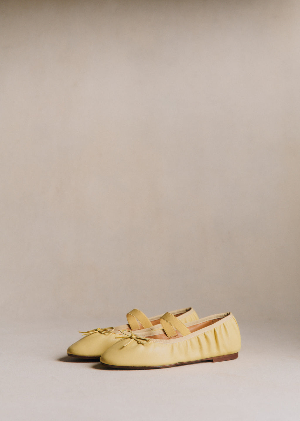 Ballerines Low Amélie - Jaune Lisse Plissé Élastique