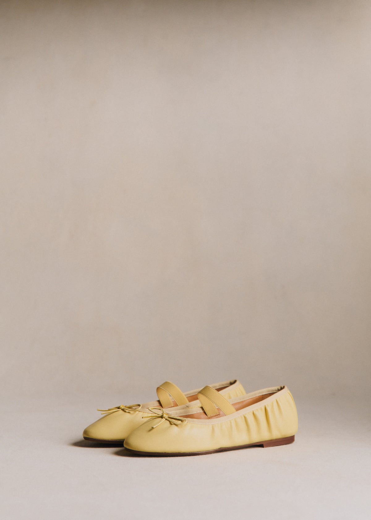Ballerines Low Amélie - Jaune Lisse Plissé Élastique