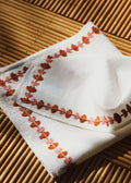 Set de 2 serviettes brodées - Liseré floral - Blush et Caramel