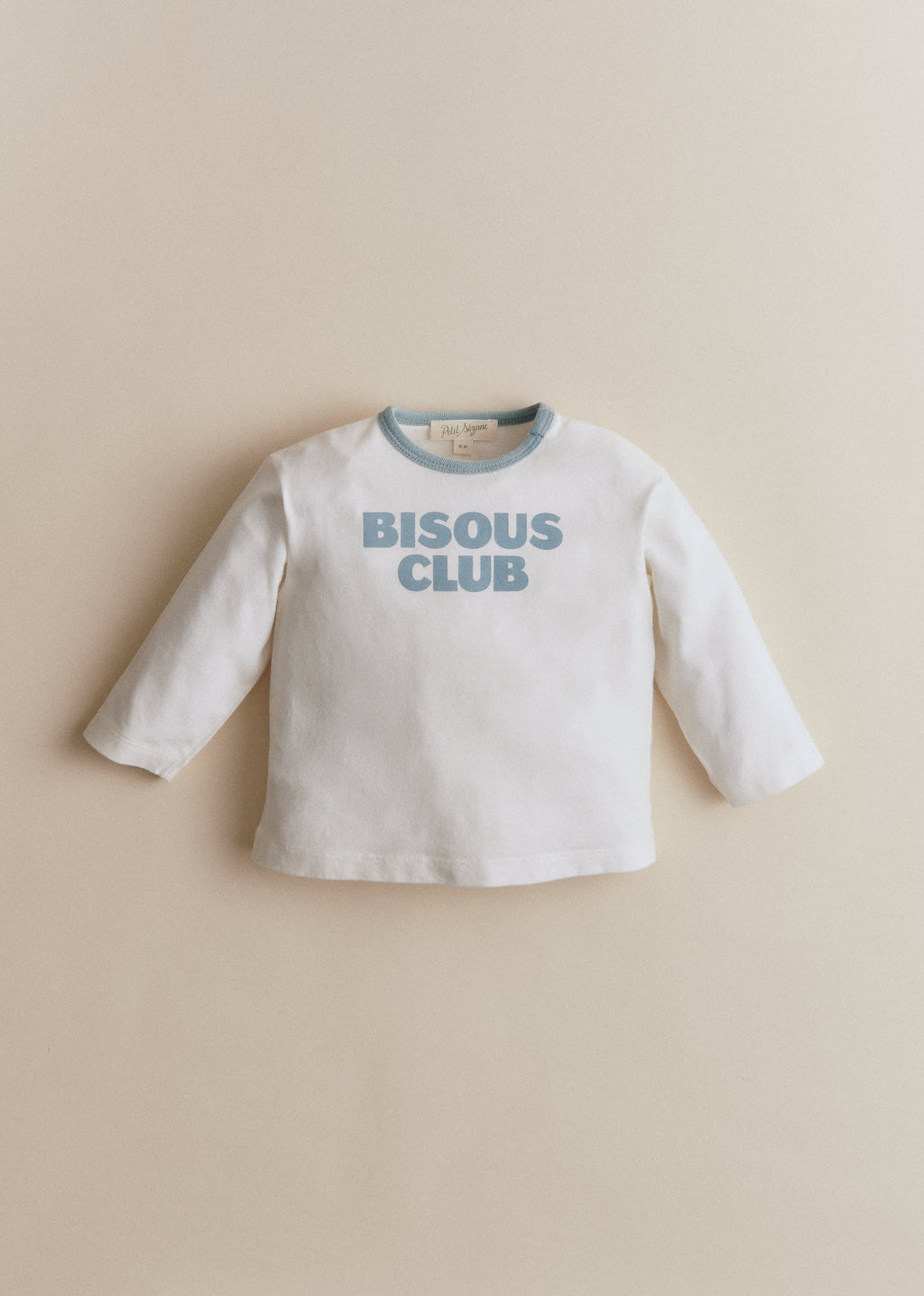 T-Shirt Bisous club - Ecru / bleu vintage