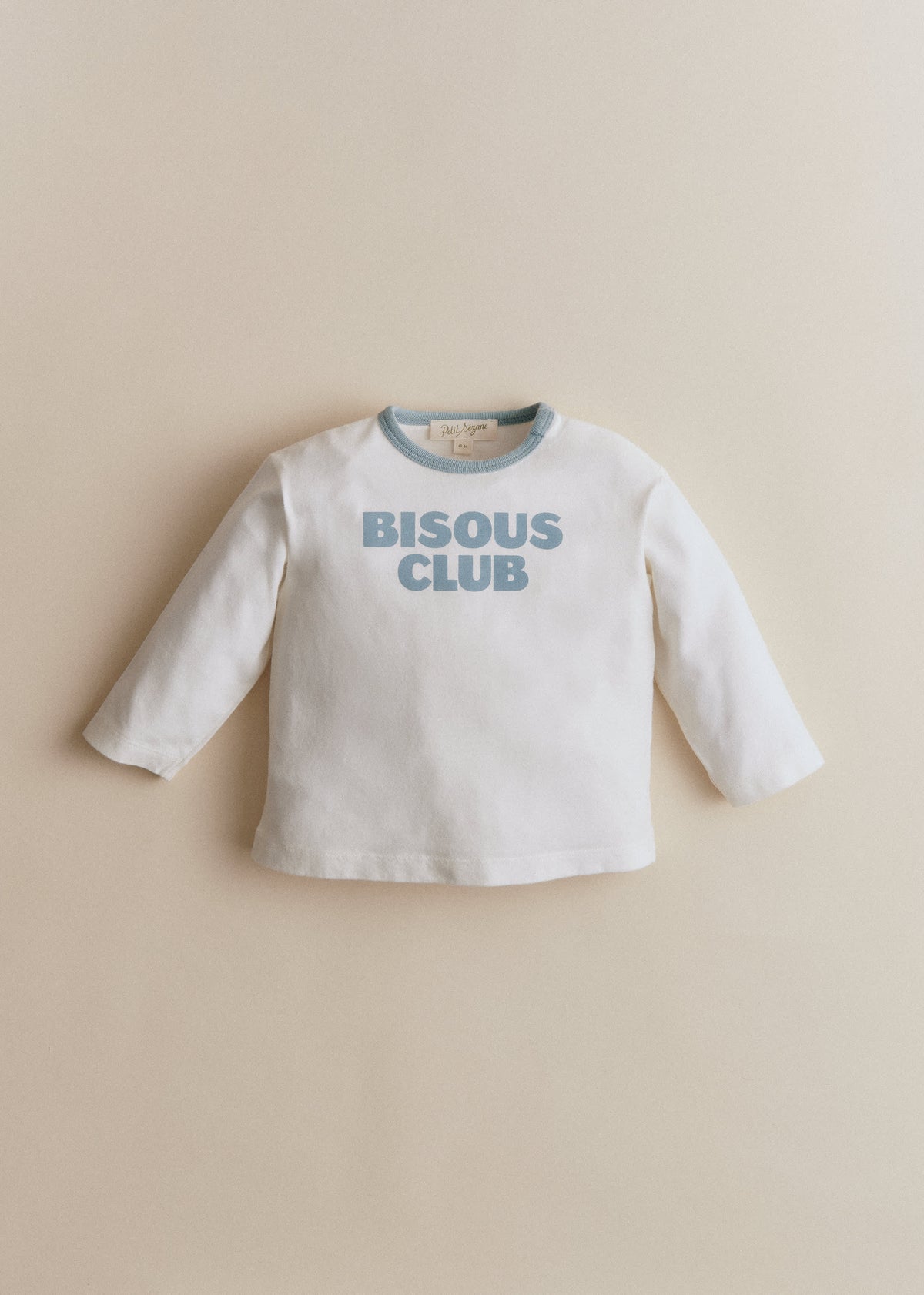 T-Shirt Bisous club - Ecru / bleu vintage